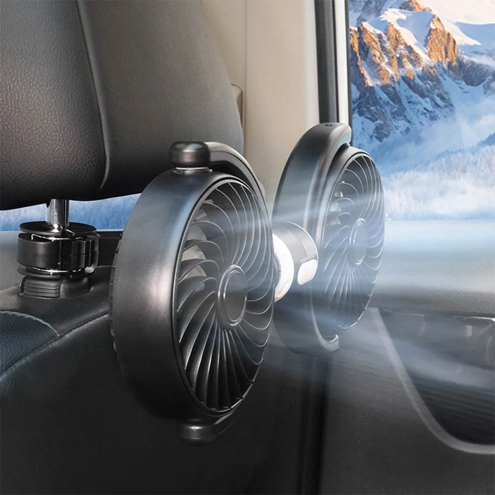 Ventilateur pour Voiture Double avec Fixation pour Sièges Arrière Noir — vue 5