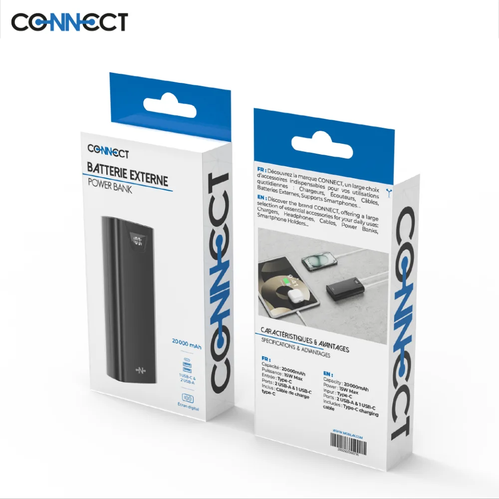 Batterie Externe Power Bank CONNECT 20000mAh Noir — vue 2
