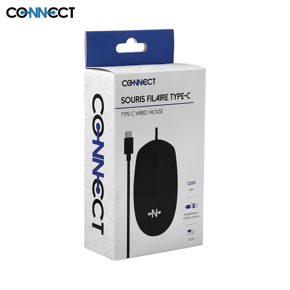 Souris Filaire CONNECT (Type-C) avec Adaptateur Type-C vers USB Noir — vue 3