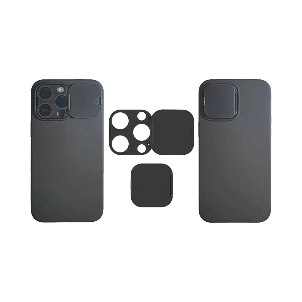 Protection Lentille avec Cache Camera Apple iPhone 14 Pro/iPhone 14 Pro Max/iPhone 15 Pro/iPhone 15 Pro Max Noir — vue 2