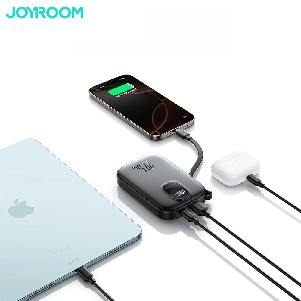 Batterie Externe Power Bank Charge Rapide JOYROOM 10000mAh 22.5W (avec Câble USB-C Rétractable) Noir — vue 2