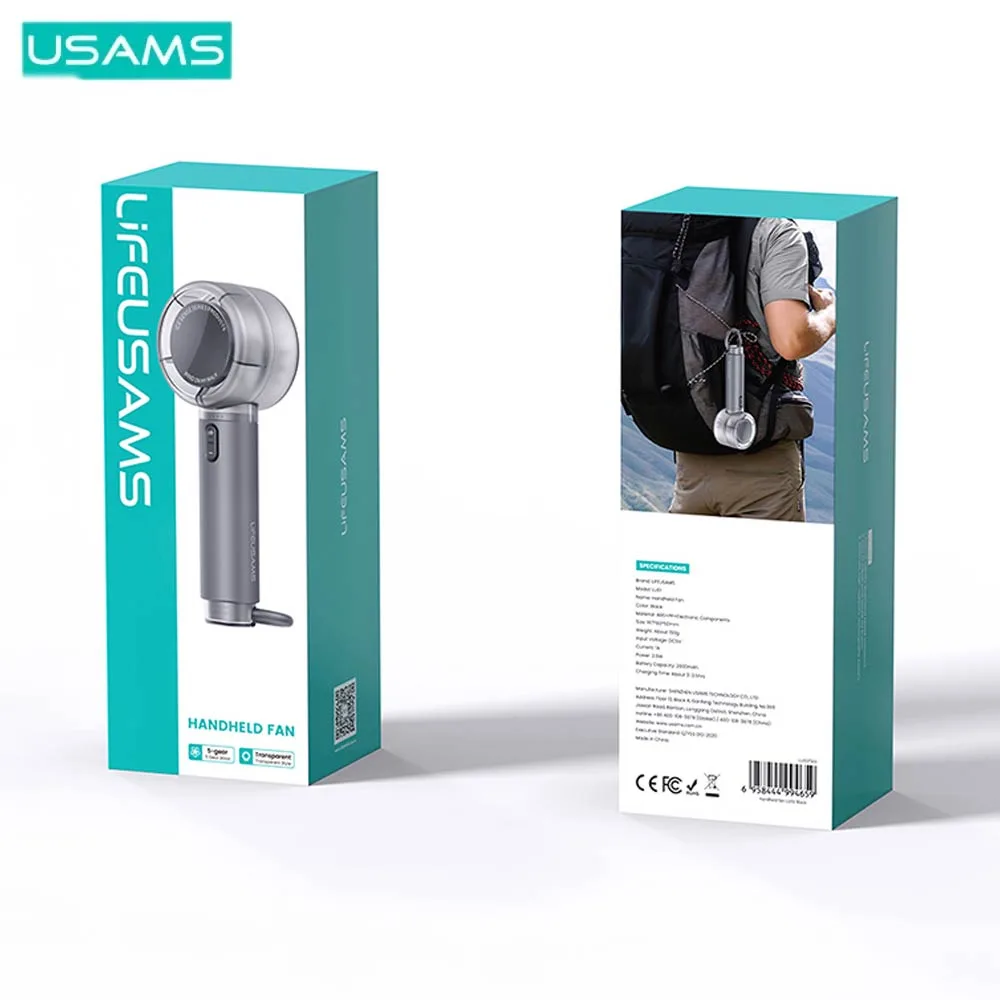 Mini Ventilateur Portable Usams LU01 2000mAh Blanc — vue 4
