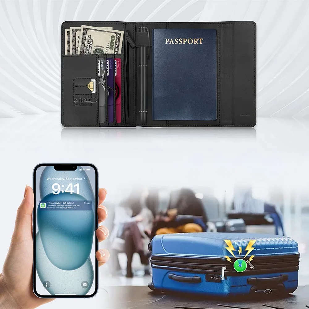 Traceur GPS MILI MiBook Travel Wallet Étui Passeport avec MiTag Intégrée iOS Noir — vue 3