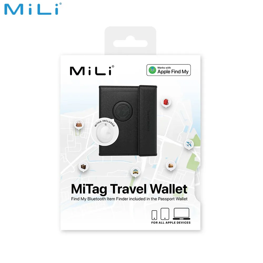 Traceur GPS MILI MiBook Travel Wallet Étui Passeport avec MiTag Intégrée iOS Noir — vue 4