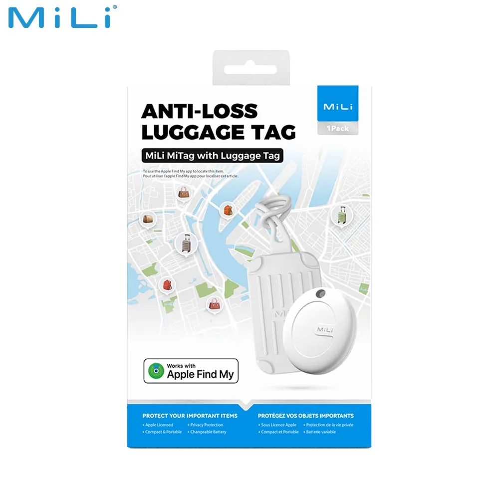Traceur GPS MILI Luggage Tag Étiquette Bagage avec MiTag Intégrée iOS Blanc — vue 4