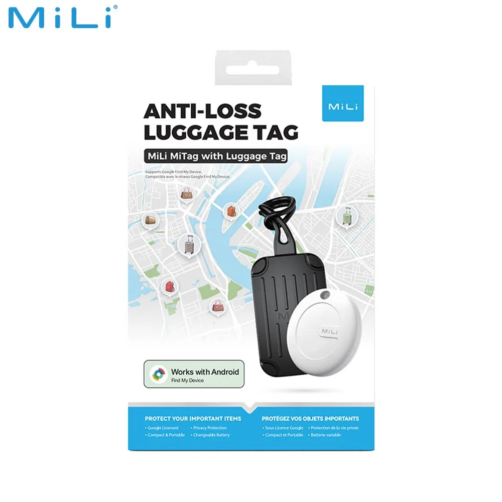 Traceur GPS MILI Luggage Tag Étiquette Bagage avec MiTag Intégrée Android Noir — vue 4