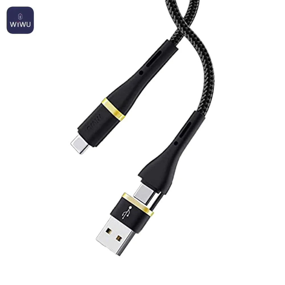 Câble Data Multi Wiwu Type-C vers USB + Type-C (1.2m) Noir — vue 3