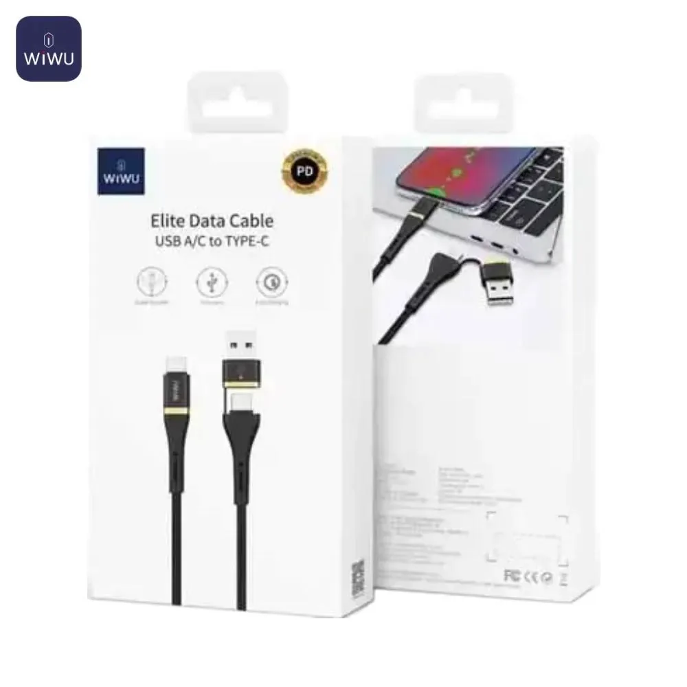 Câble Data Multi Wiwu Type-C vers USB + Type-C (1.2m) Noir — vue 4